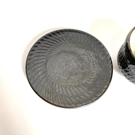 cup&saucer　黒　地とびかんな小鹿田焼　坂本浩二窯 - 3